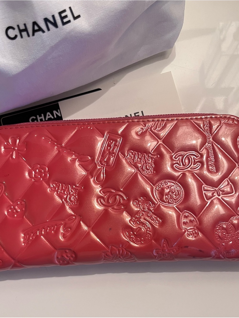 Chanel Pink Quilted Patent Leather Zip Wallet - Picture 10 of 13